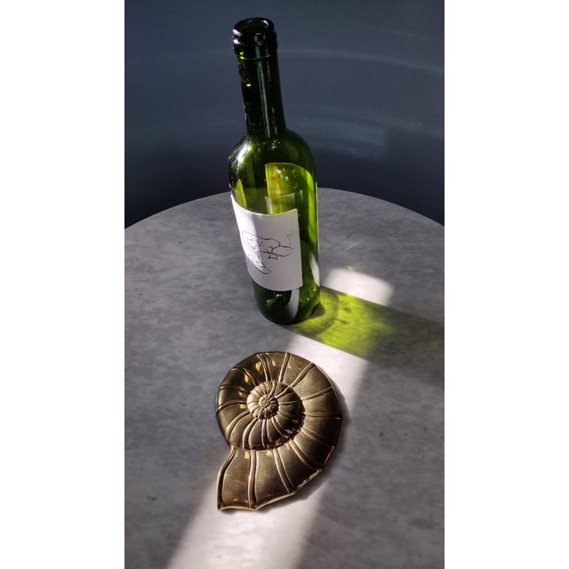 Mid 20th Century Vintage Brass Nautilus Sea Shell Wall Hanging For Sale - Image 5 of 8