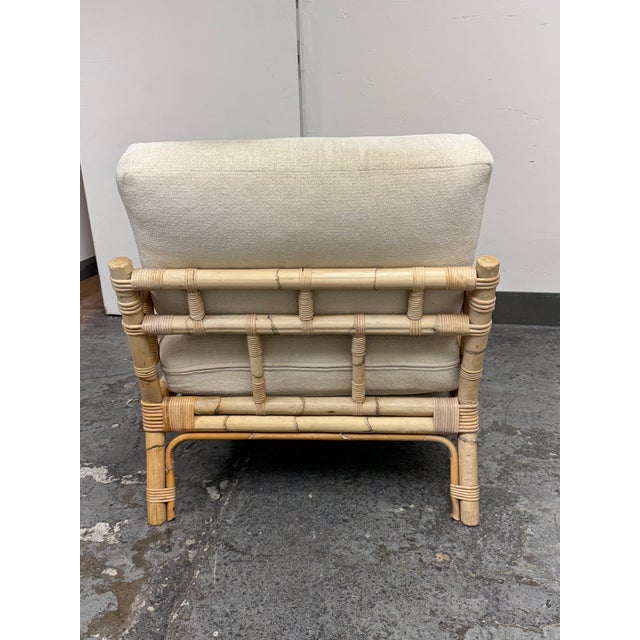 Wood Vivai Del Sud for Wicker Works Italian Bamboo Armchair + Ottoman, Vintage For Sale - Image 7 of 12