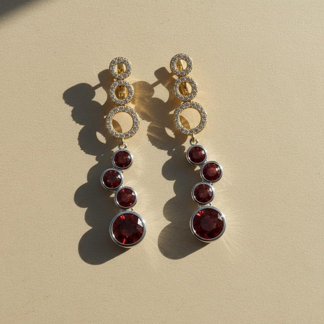 Not Yet Made - Made To Order Contemporary Silver Garnet Earrings, Pair For Sale - Image 5 of 7