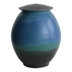 Lake Blue Contemporary Porcelain Lidded Jar
