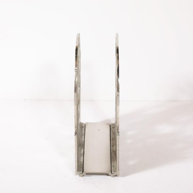 Silver Art Deco Nickeled Bronze Magazine Stand of Stylized Leaping Greyhound For Sale - Image 8 of 15