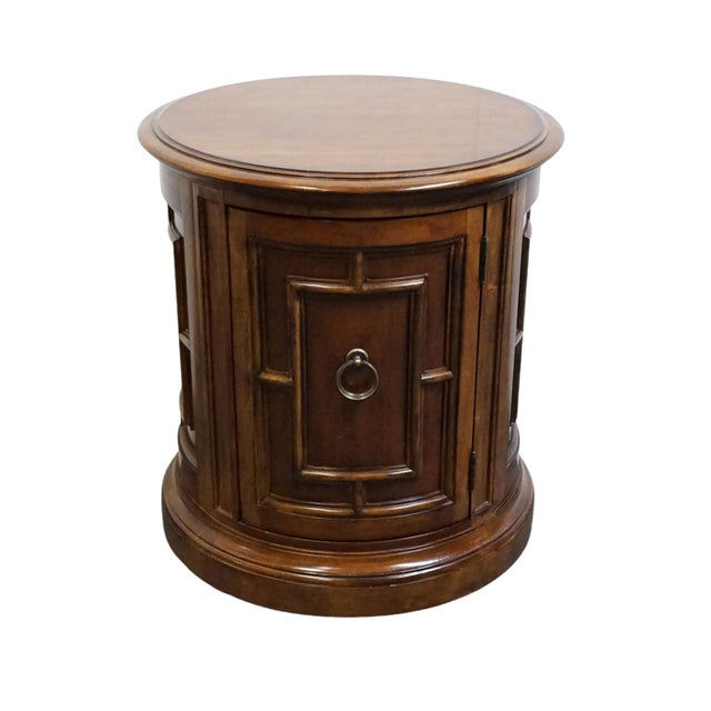 Traditional Bernhardt Furniture Solid Cherry Traditional Italian Inspired 28" Round Drum Storage End Table 327-216 For Sale - Image 3 of 13