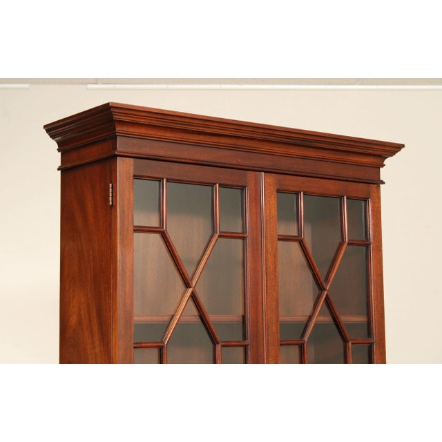 Henkel Harris Mahogany Chippendale Style Secretary Desk Bookcase For Sale - Image 10 of 12