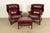 A gorgeous pair of Chippendale style wingback library chairs, lounge chairs, or fireside chairs with single ottoman By...