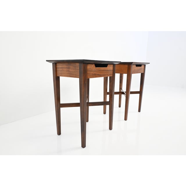Mid-Century Modern Mid-Century Modern Perspective Nightstands by Milo Baughman for Drexel, Pair | Newly Refinished For Sale - Image 3 of 15