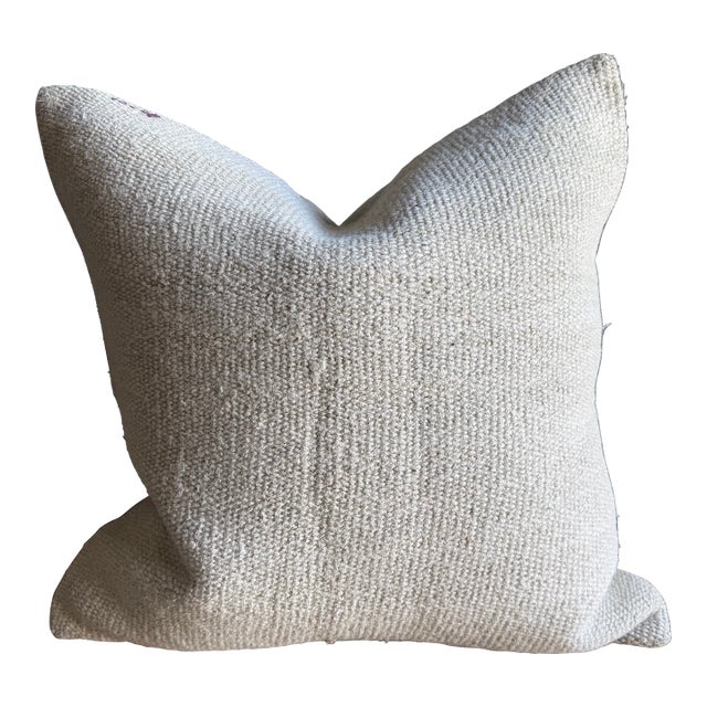 Vintage Rug Pillow Cover With Original Seams For Sale