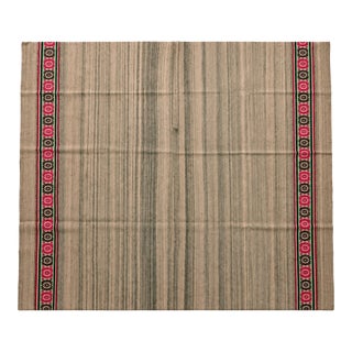 Vintage Handwoven Andean Wool Poncho Textile With Traditional Woven Borders For Sale