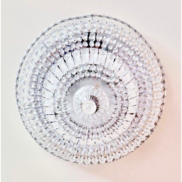 French Empire Style Faceted Crystal Flush Mount Ceiling Light Fixture For Sale - Image 4 of 7
