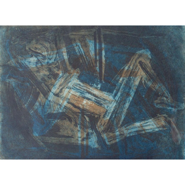 A 1974 aquatint print by the American artist Robert C. Ray (1926-2020). Titled&nbsp;Hodaka, this abstract work depicts a...