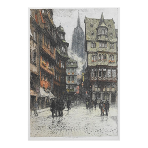 Mid 20th Century Luigi Kasimir Frankfurt Cityscape Etching