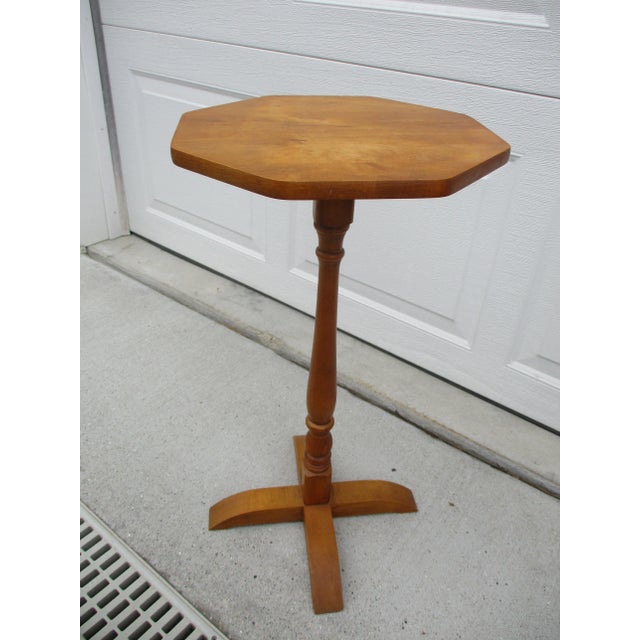Octagon Maple Candle, Plant or Lamp Stand Side Table - Cohasset Colonials by Hagerty For Sale - Image 4 of 8