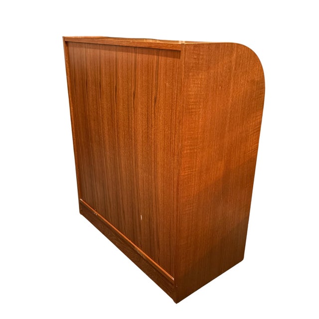 1960s Mid Century Modern Scandinavian Roll Top Secretary Desk For Sale In Los Angeles - Image 6 of 9