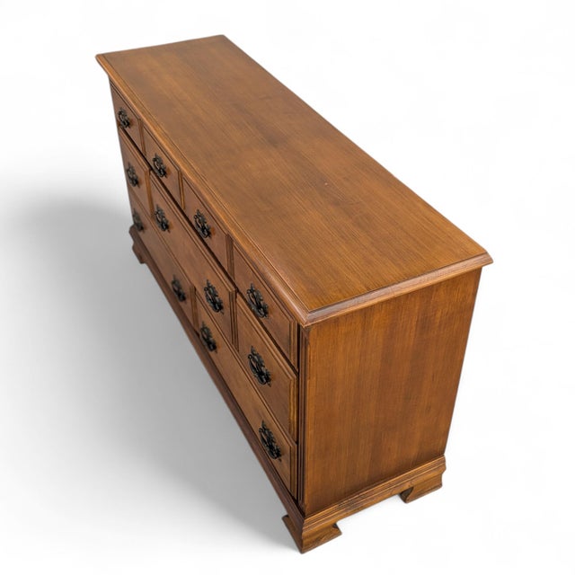Late 20th Century Vintage Traditional Nine-Drawer Wood Dresser With Bracket Feet For Sale - Image 5 of 11