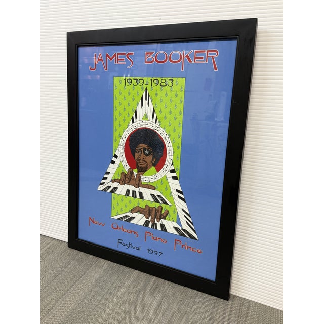 African Lolet Boutté Framed James Booker New Orleans Piano Prince Festival Poster Print For Sale - Image 3 of 12
