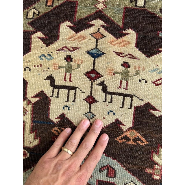 Antique Caucasian Kuba Village Life, Natural Dyes, True Art Rug 3 x 4 For Sale - Image 4 of 12