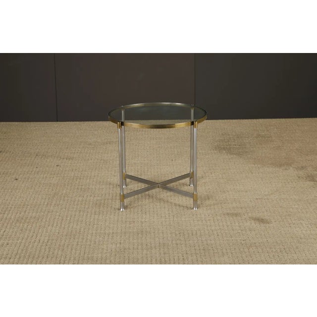 Pair of Mid-Century Brass & Steel Side Tables in the Manner of Maison Jansen For Sale In Los Angeles - Image 6 of 18
