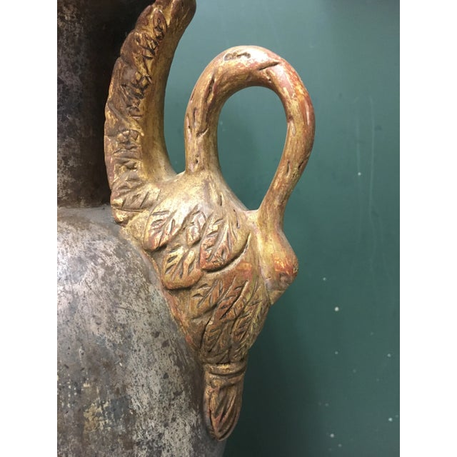 Wood Modern Swan Silver Leaf Table Lamp Base For Sale - Image 7 of 12