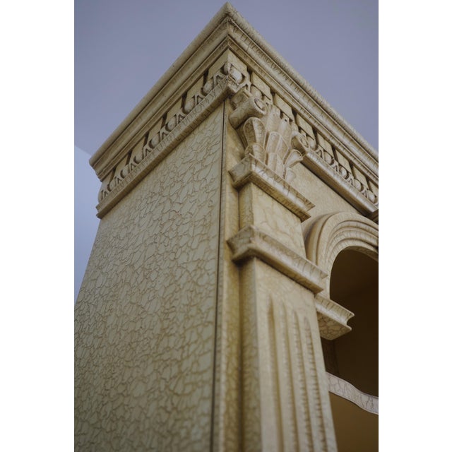 Crackle Painted Finish Double Arched Top Open Bookcase For Sale - Image 13 of 16