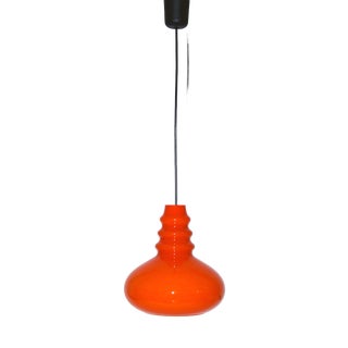 Orange Glass Ceiling Lamp by Peill & Putzler, 1960s For Sale