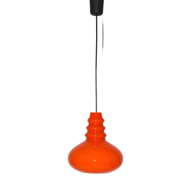Orange Glass Ceiling Lamp by Peill & Putzler, 1960s For Sale