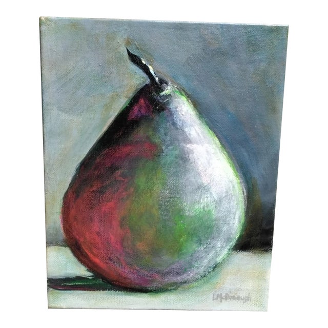 "Antique Pear" Contemporary Original Still Life Acrylic Painting by Linda McDonough For Sale