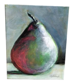 "Antique Pear" Contemporary Original Still Life Acrylic Painting by Linda McDonough