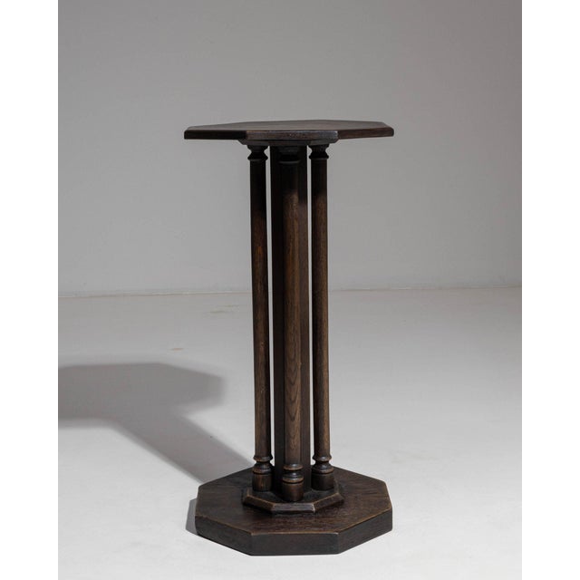 Wood 19th Century France Deep Ebony Black Ebonized Column Pedestal For Sale - Image 7 of 9