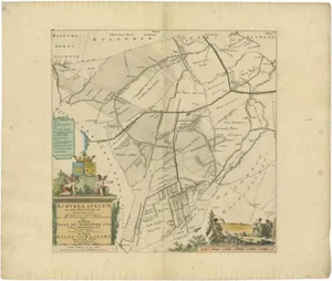 Antique Map of the Achtkarspelen Township, Friesland, the Netherlands, 1718