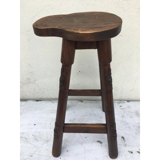 Wood Wooden Barstool, 1970s For Sale - Image 7 of 17