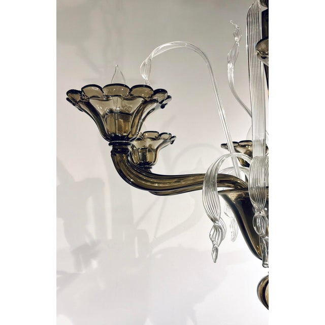 Myran Allan Luxury Lighting Italian Smoked Murano Glass Chandelier For Sale In Atlanta - Image 6 of 7