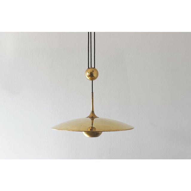 Mid-Century Modern Pendant Lamp in Brass by Florian Schulz For Sale - Image 3 of 6