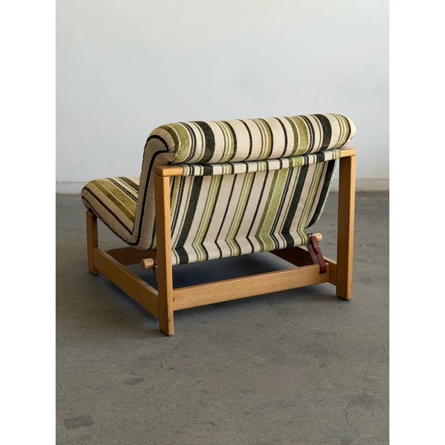 1940s 1970s Swedish Lounge Chairs in Striped Linen - Pair For Sale - Image 5 of 12