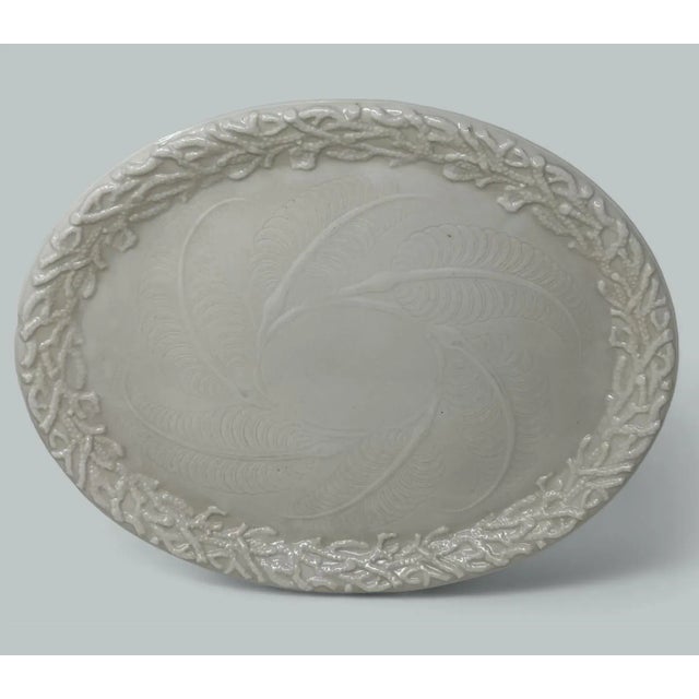 A Stunning Example of an extremely rare Irish Belleek Porcelain Blanc de chine Echinus Dejeuner Oval Serving Tray of...