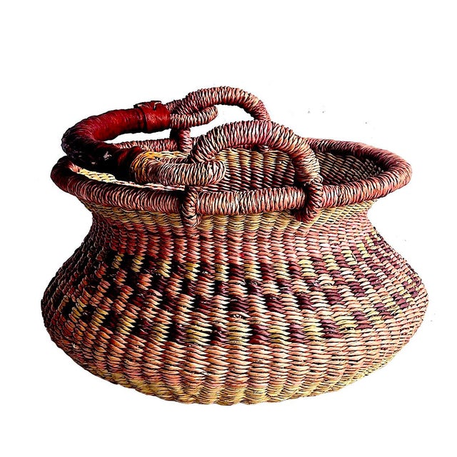 African Bolga Grass Egg Basket For Sale In Miami - Image 6 of 12