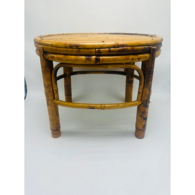 Wood Vintage Rattan Footstool For Sale - Image 7 of 9