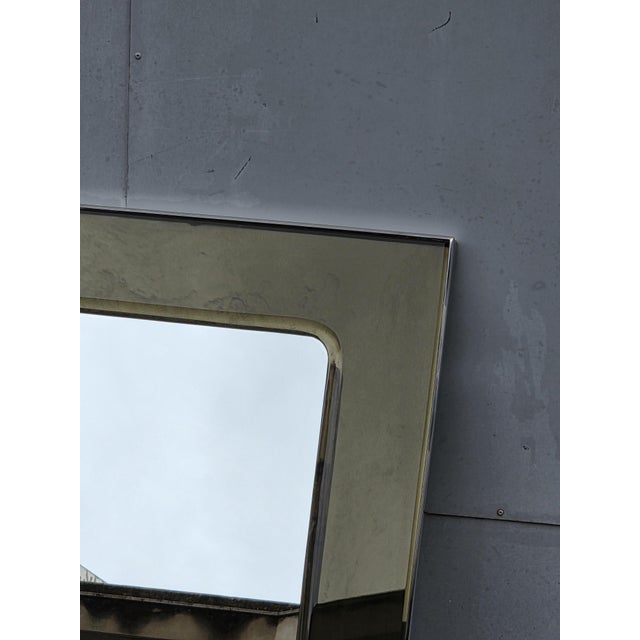 1970s Mirror with Crystal Steel Frame in the style of Fontana Arte, 1960s For Sale - Image 5 of 9