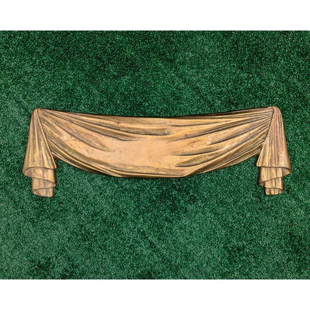 Trompe Loleil Solid Brass Draped Swag Decorative Wall Pediment For Sale - Image 13 of 14