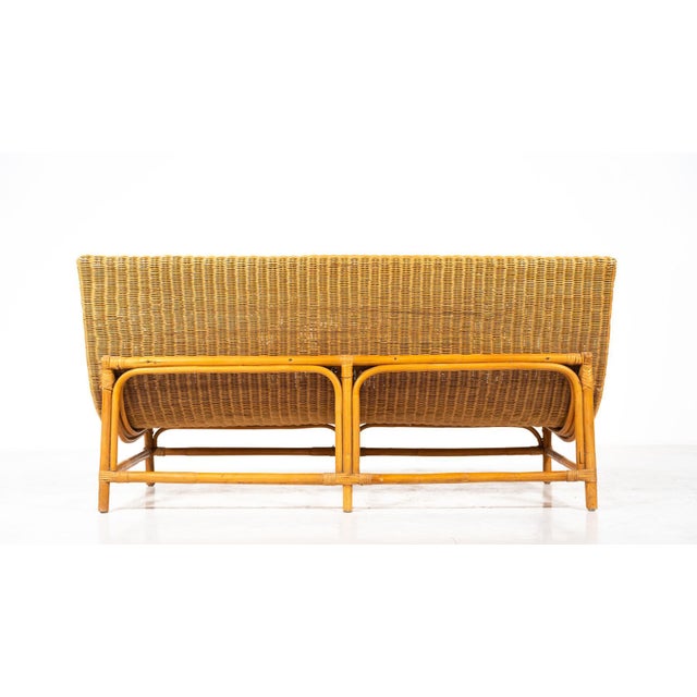 Mid-Century Modern Wicker Bench, Italy, 1970s For Sale - Image 10 of 11