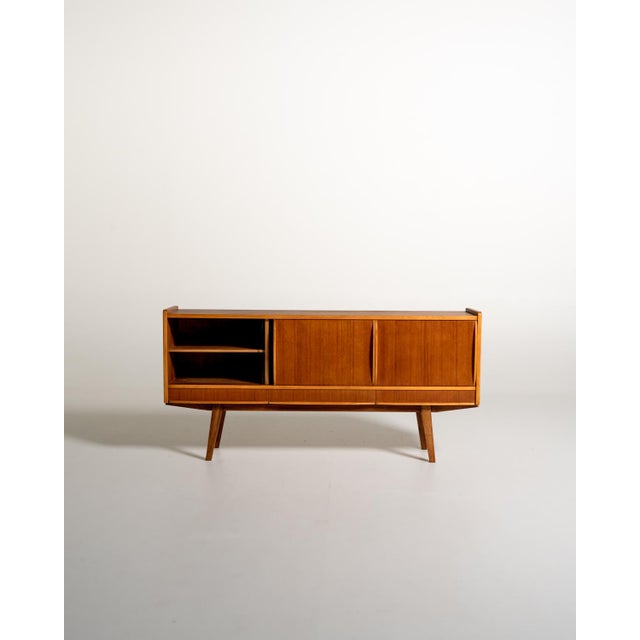 Scandinavian Teak Sideboard with Glass Door, 1950s For Sale - Image 4 of 11