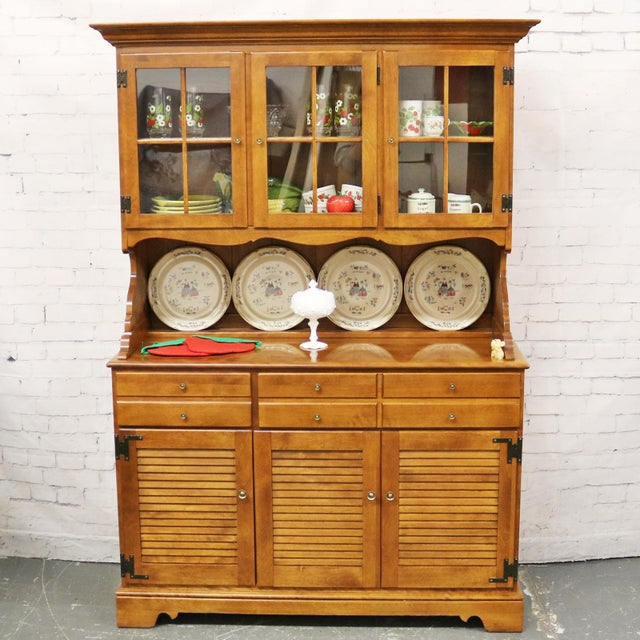 Ethan Allen Maple Break Front China Hutch Chairish