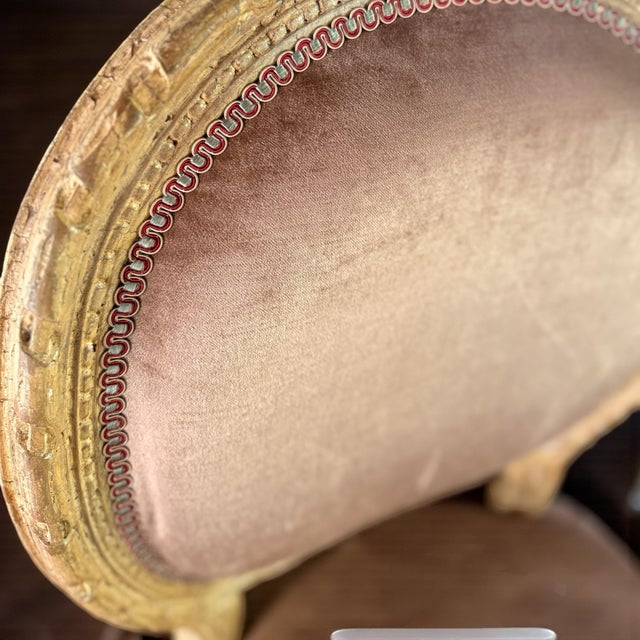 1990s Custom French Import Dusty Rose Silk Velvet Fabric Accent Chair For Sale In Los Angeles - Image 6 of 8