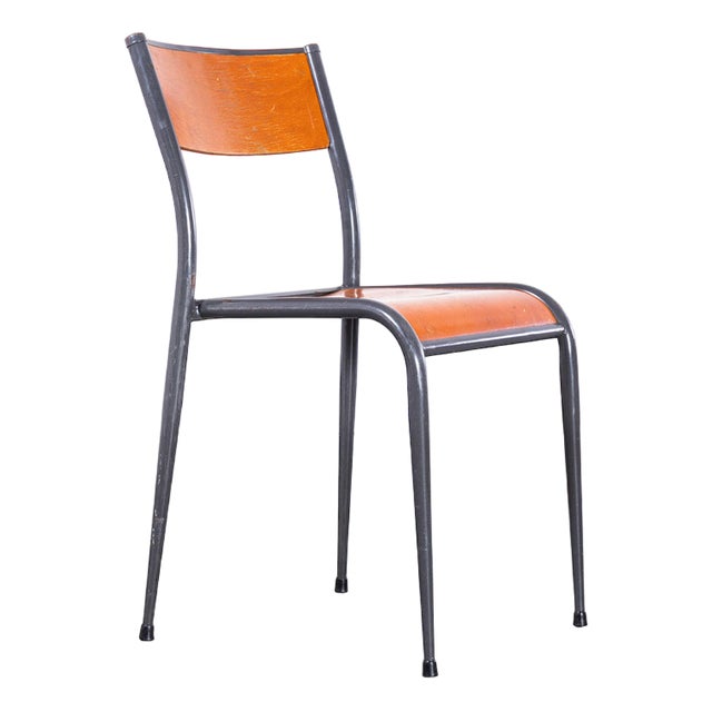 French Mullca Light Grey Tapered Leg Dining Chair, 1950s For Sale