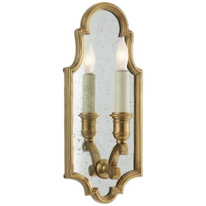 Chapman & Myers for Visual Comfort Signature Sussex Small Framed Sconce in Antique-Burnished Brass with Antique Mirror