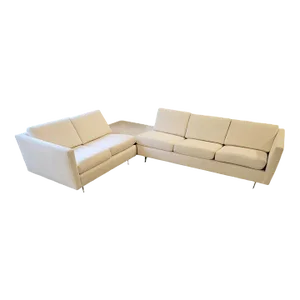 1960s Mid-Century Harvey Probber Style L-Sectional Sofa With Corner Table