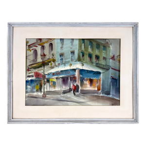 "Showers Today" San Francisco's Chinatown on an Overcast Day Original Watercolor by Harold Gretzner