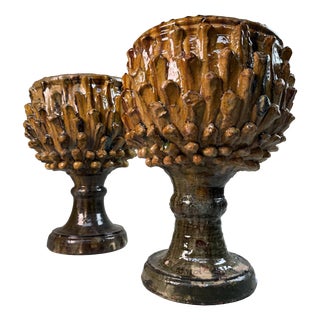 Ceramic Plant Stands by Rocco Condurso, Italy, 1980s, Set of 2 For Sale