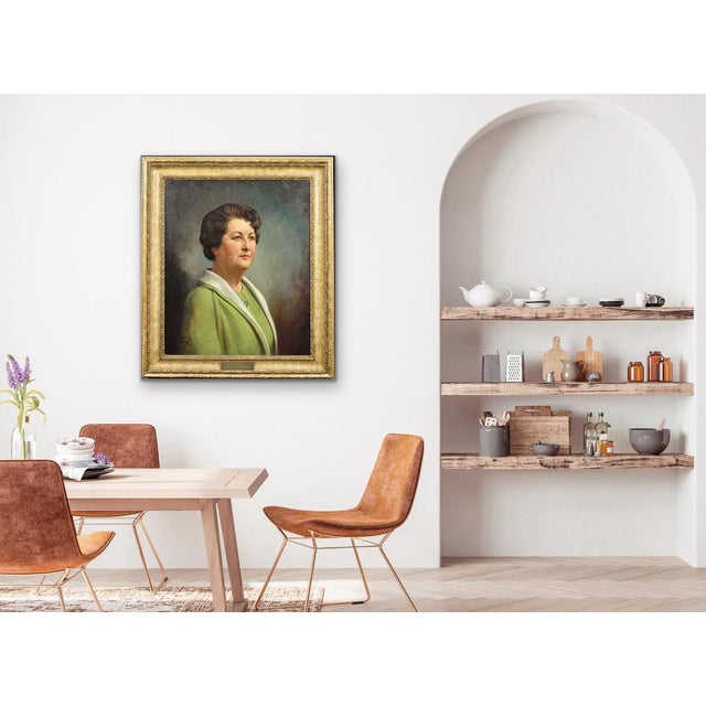 Howard Barron, Katherine Merry Nee Horstmann, Director of Horstmann Gear Company, 1946, Oil on Canvas For Sale - Image 18 of 18