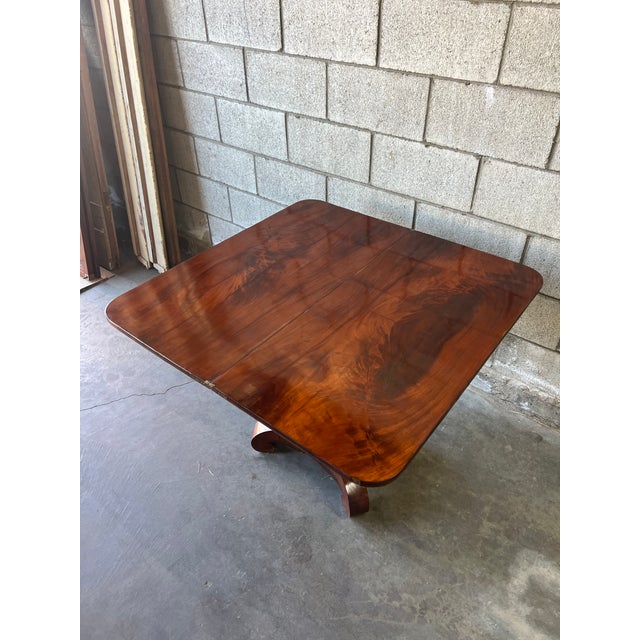 19th Century American Empire Figured Mahogany Folding Console Table / Game Table For Sale - Image 12 of 12