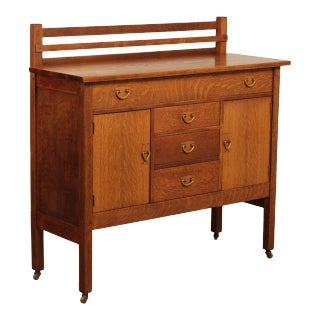 Gustav Stickley Antique Arts and Crafts Oak Sideboard For Sale