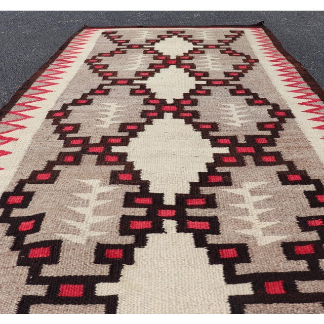 Late 20th Century Vintage American Navajo Flat Weave With Geometric Red and Black Design 2'10 X 6 For Sale - Image 5 of 11